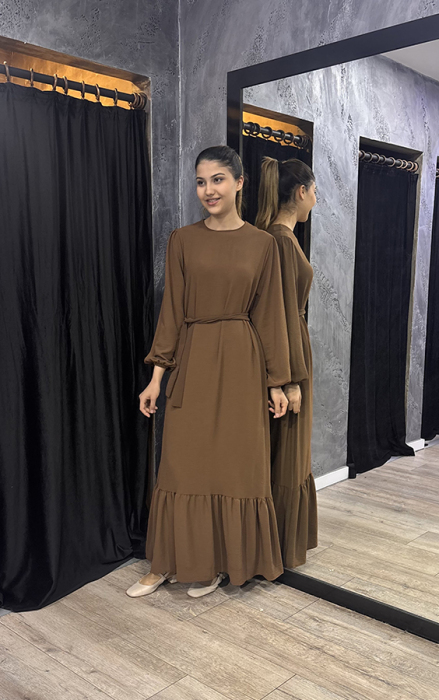 Afili Ada Elbise KAHVE - 3