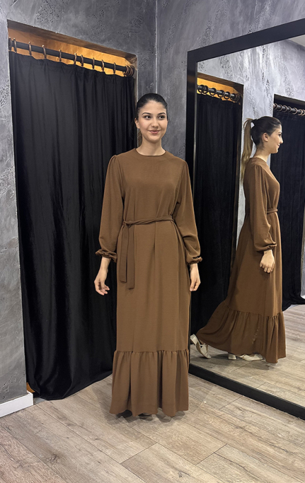 Afili Ada Elbise KAHVE - 4