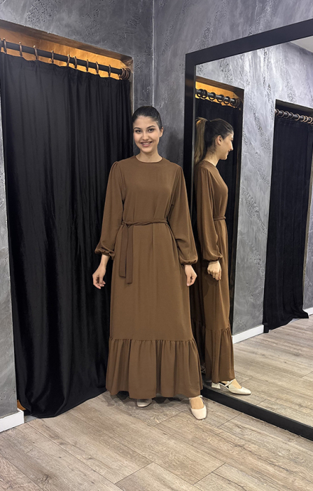 Afili Ada Elbise KAHVE - 1