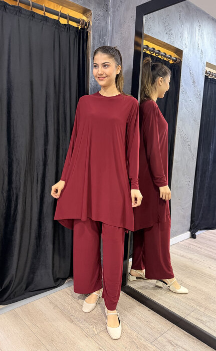 Afili Pantolon Tunik Takım BORDO - 2