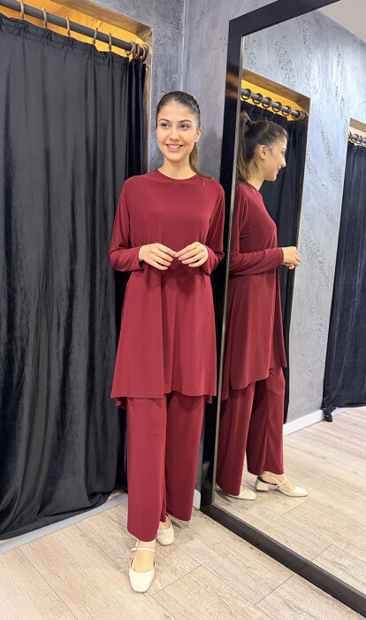 Afili Pantolon Tunik Takım BORDO - 1