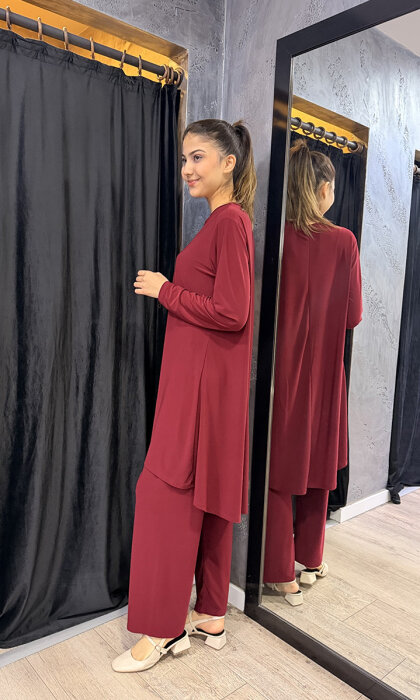 Afili Pantolon Tunik Takım BORDO - 3