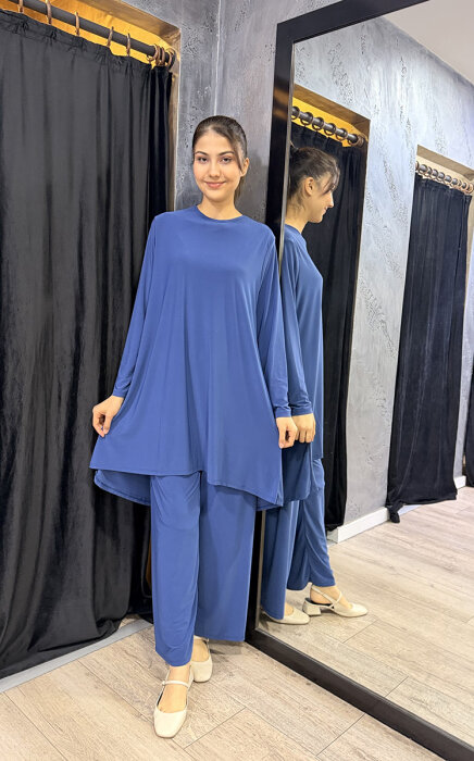 Afili Pantolon Tunik Takım İNDİGO - 1