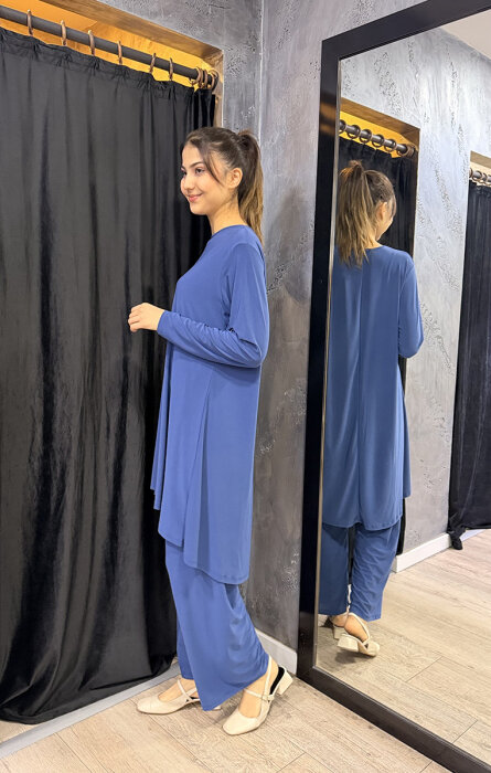 Afili Pantolon Tunik Takım İNDİGO - 3