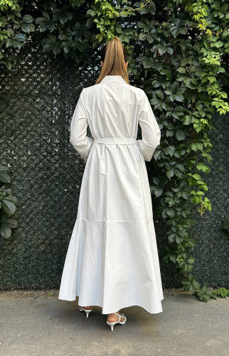 Bey's Design Broş Detaylı Elbise EKRU - 4