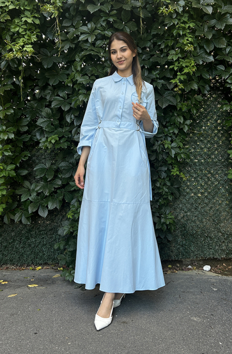 Bey's Design Broş Detaylı Elbise İNDİGO - 1