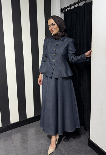 Bey's Design Denim Etek Takım DENİM - 2