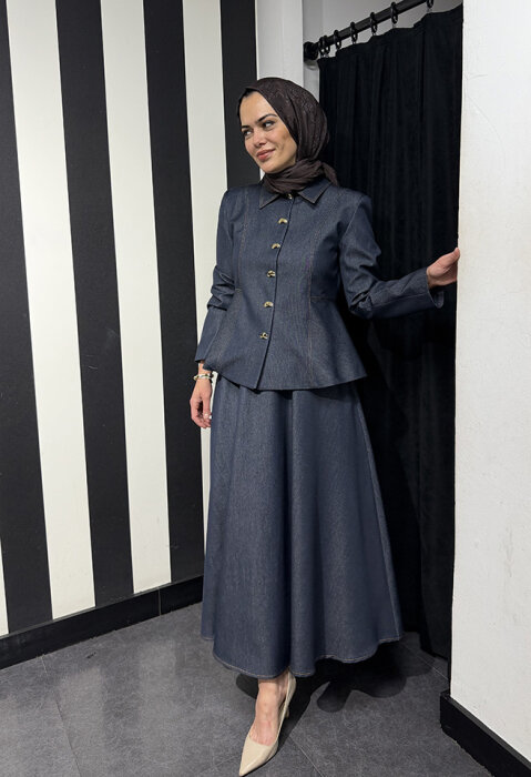 Bey's Design Denim Etek Takım DENİM - 2