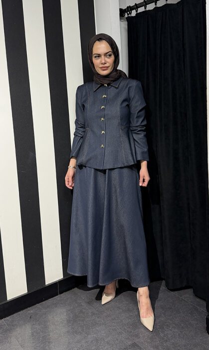 Bey's Design Denim Etek Takım DENİM - 1