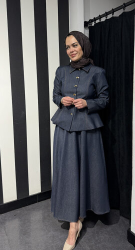 Bey's Design Denim Etek Takım DENİM - 4