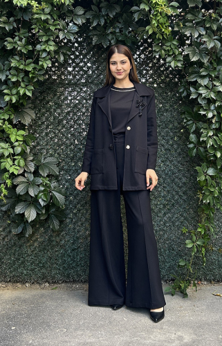 Beys Design Örme Blazer Takım SİYAH 