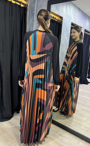 Beys Design Plisole Elbise Desenli - 5