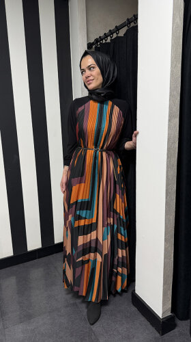 Beys Design Plisole Elbise Desenli - 3