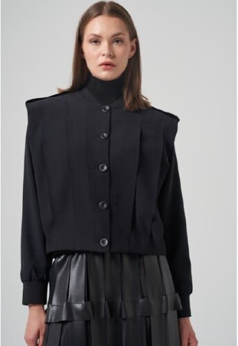 Ceremony Anjelik Apoletli Kısa Ceket SİYAH - 3