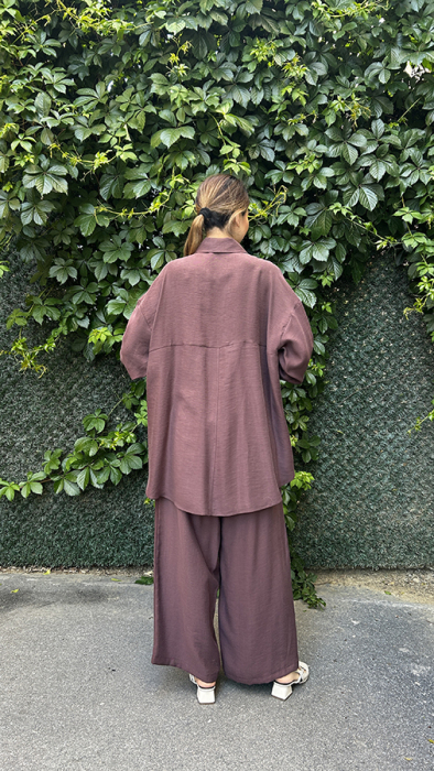 Ceremony Anvelp Detaylı Dubai Kombinli Pasıon Pantolon Takım Kızıl Kahve - 2