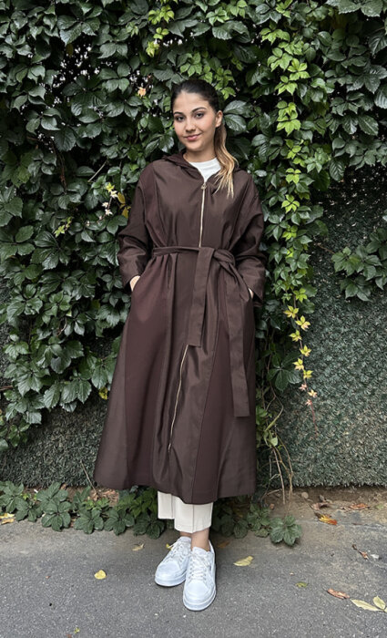 Ceremony Ara Biye Detaylı Önden Fermuarlı Dubai Garnili Kap KAHVERENGİ - 1