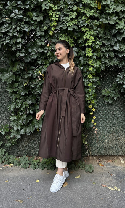 Ceremony Ara Biye Detaylı Önden Fermuarlı Dubai Garnili Kap KAHVERENGİ - 2