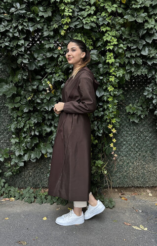 Ceremony Ara Biye Detaylı Önden Fermuarlı Dubai Garnili Kap KAHVERENGİ - 4