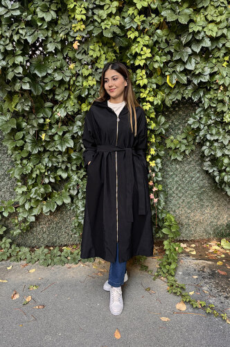 Ceremony Ara Biye Detaylı Önden Fermuarlı Dubai Garnili Kap SİYAH