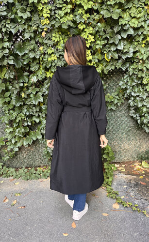 Ceremony Ara Biye Detaylı Önden Fermuarlı Dubai Garnili Kap SİYAH - 4