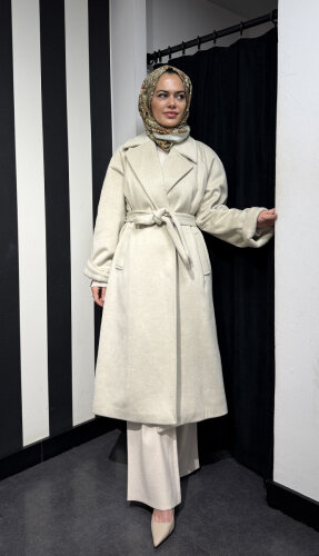 Ceremony Arkası Fermuar Detaylı Kaşe Kaban TAŞ