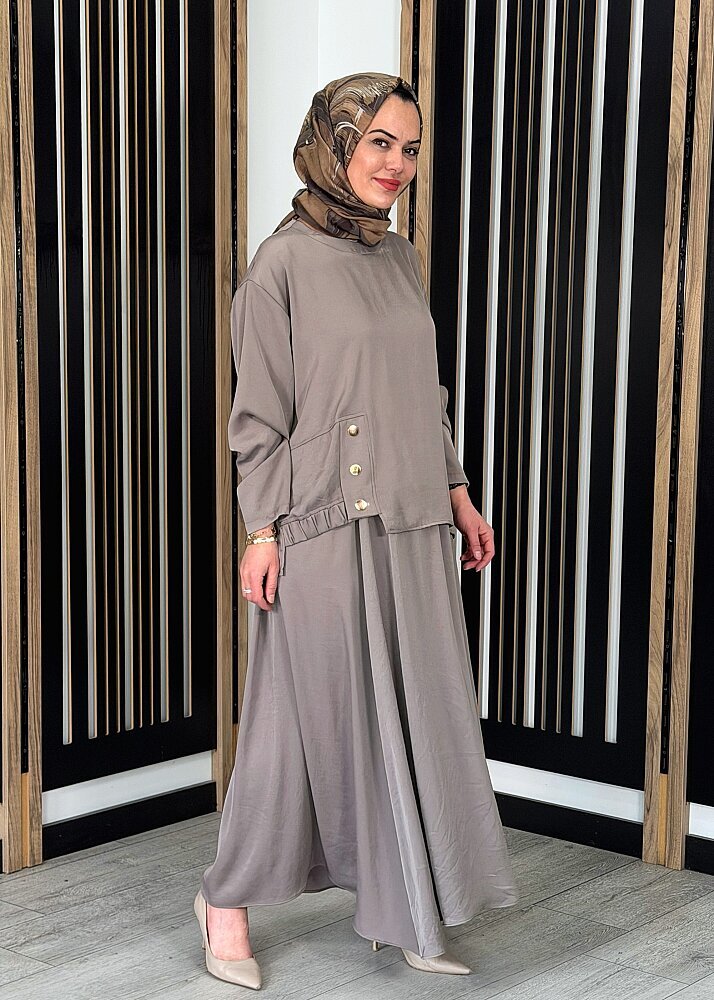 Ceremony Bluzu ve Eteği Çıtçıt Aksesuar Detaylı Sapphire Takım VİZON