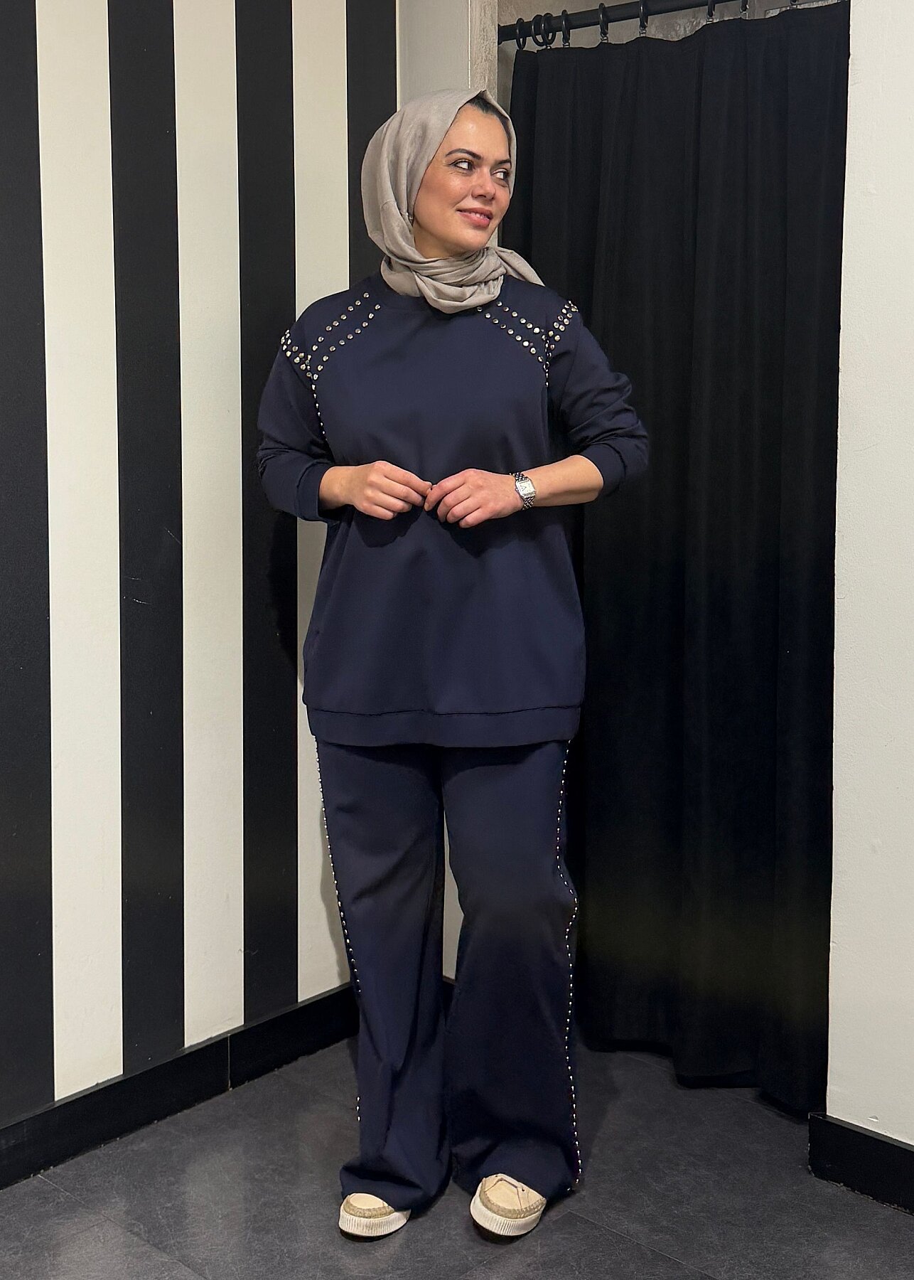 Ceremony Bluzu Ve Pantolonu Çakma Detaylı Luna Takım LACİVERT - 2