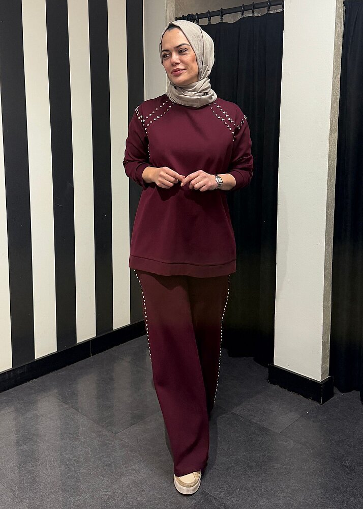 Ceremony Bluzu Ve Pantolonu Çakma Detaylı Luna Takım MÜRDÜM - 3