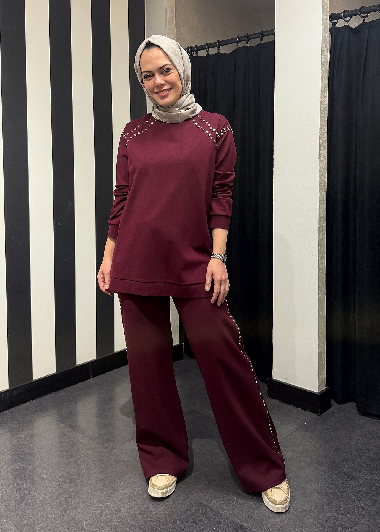 Ceremony Bluzu Ve Pantolonu Çakma Detaylı Luna Takım MÜRDÜM - 5