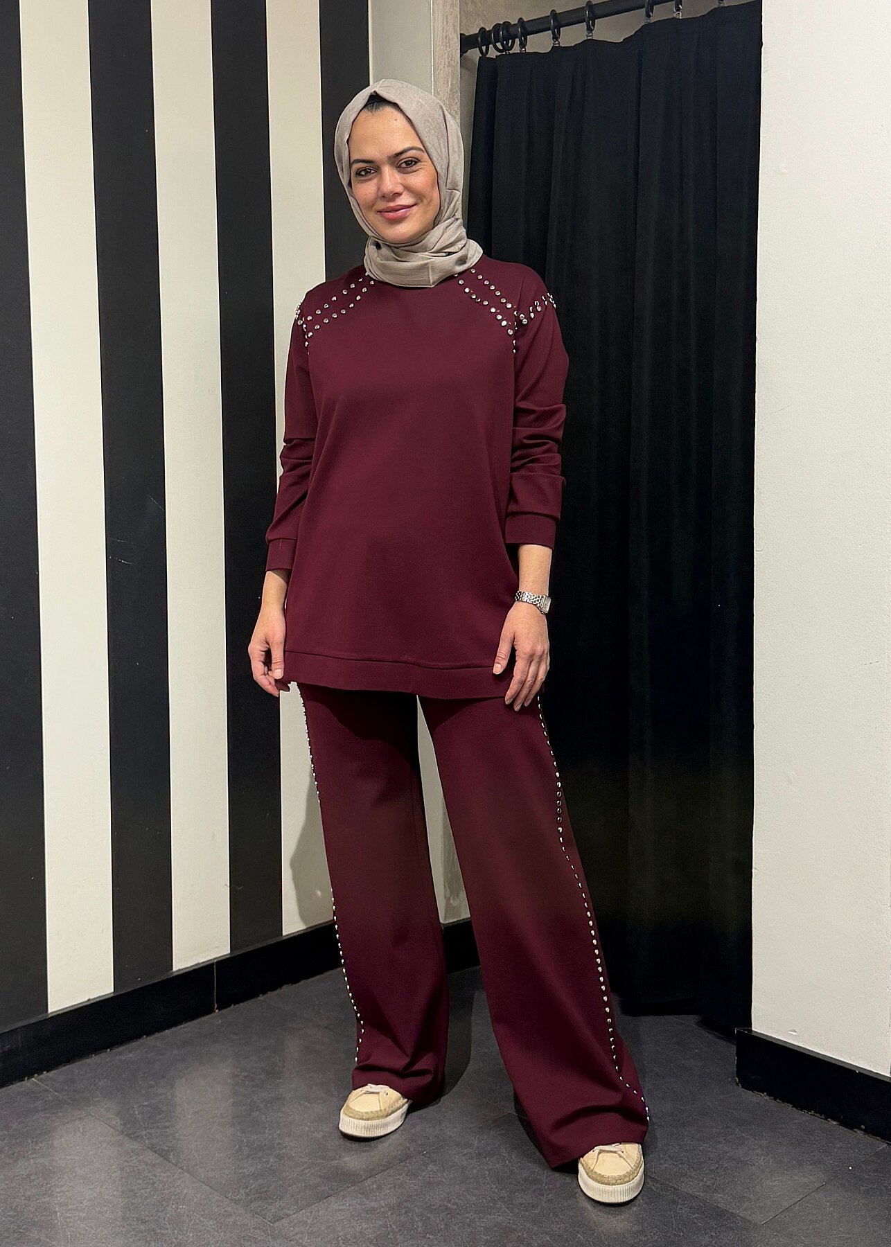 Ceremony Bluzu Ve Pantolonu Çakma Detaylı Luna Takım MÜRDÜM - 7