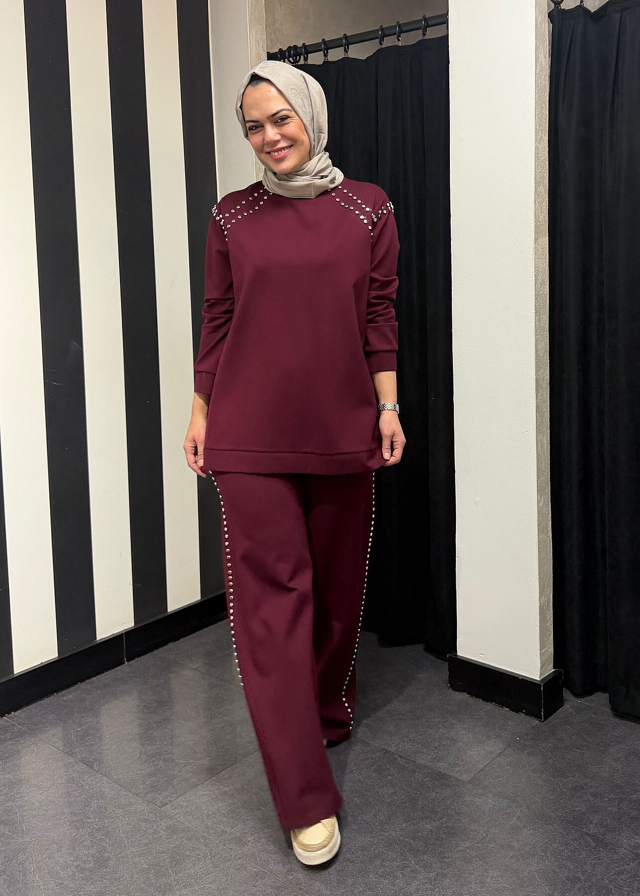 Ceremony Bluzu Ve Pantolonu Çakma Detaylı Luna Takım MÜRDÜM - 8
