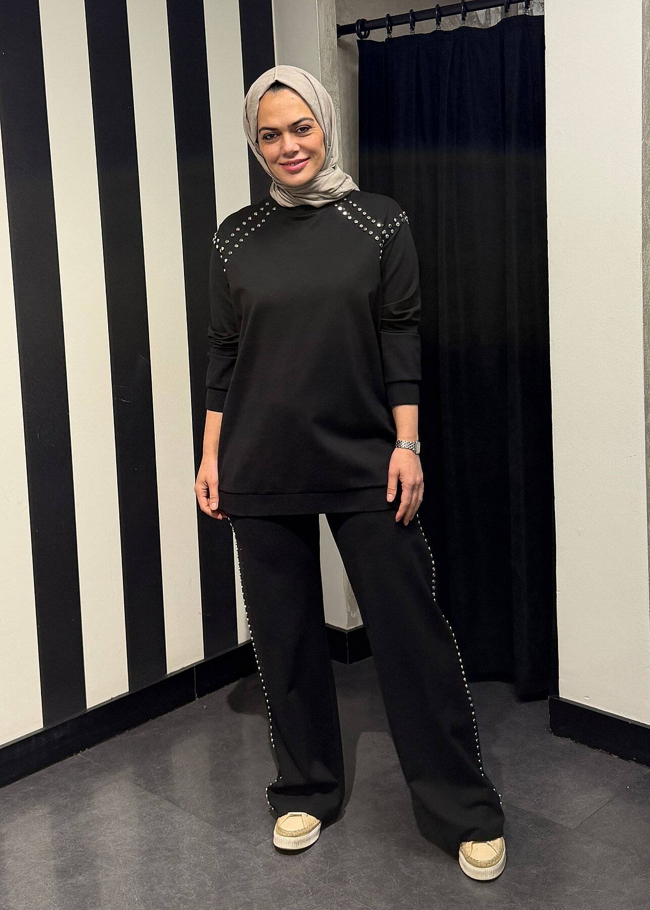 Ceremony Bluzu Ve Pantolonu Çakma Detaylı Luna Takım SİYAH - 2