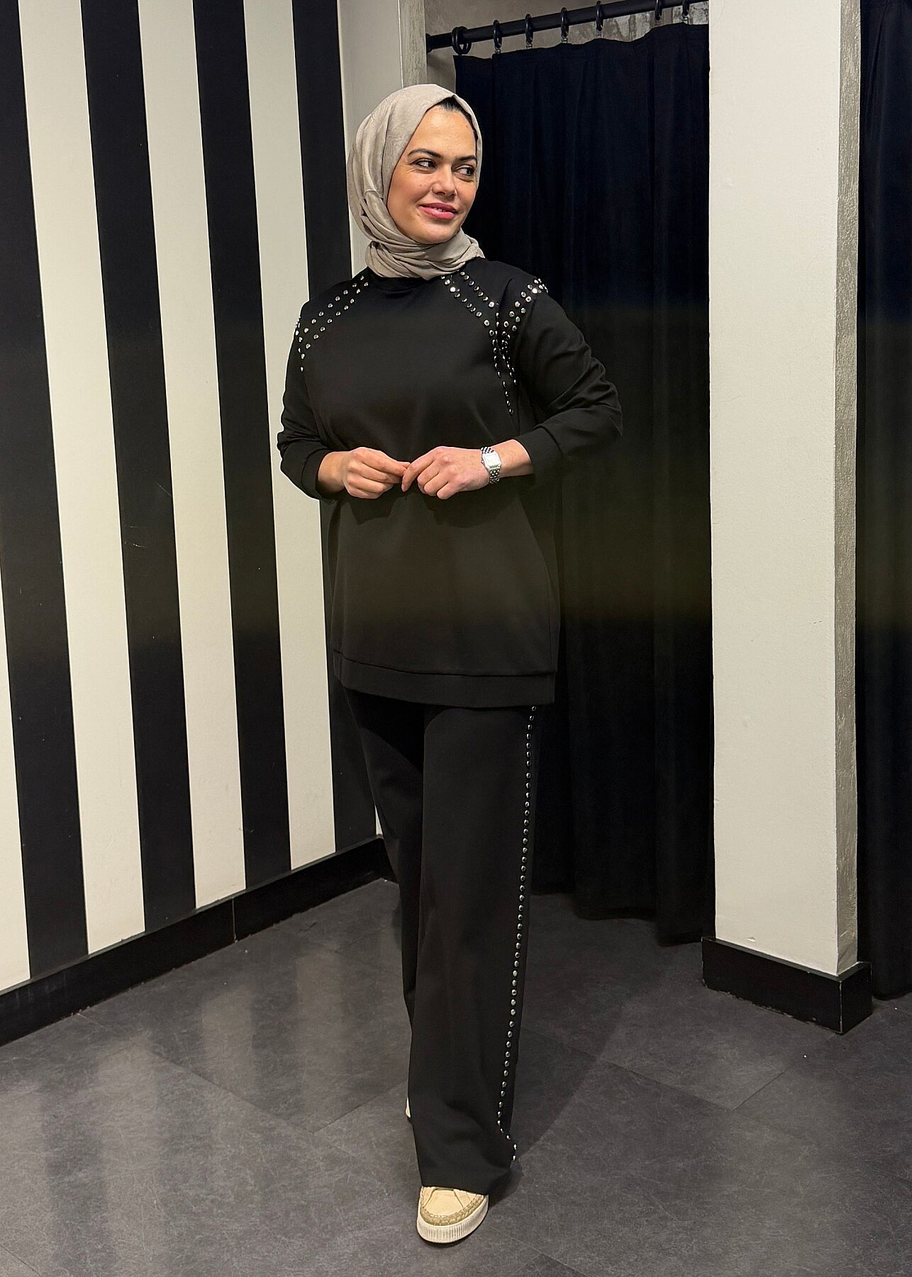 Ceremony Bluzu Ve Pantolonu Çakma Detaylı Luna Takım SİYAH - 4