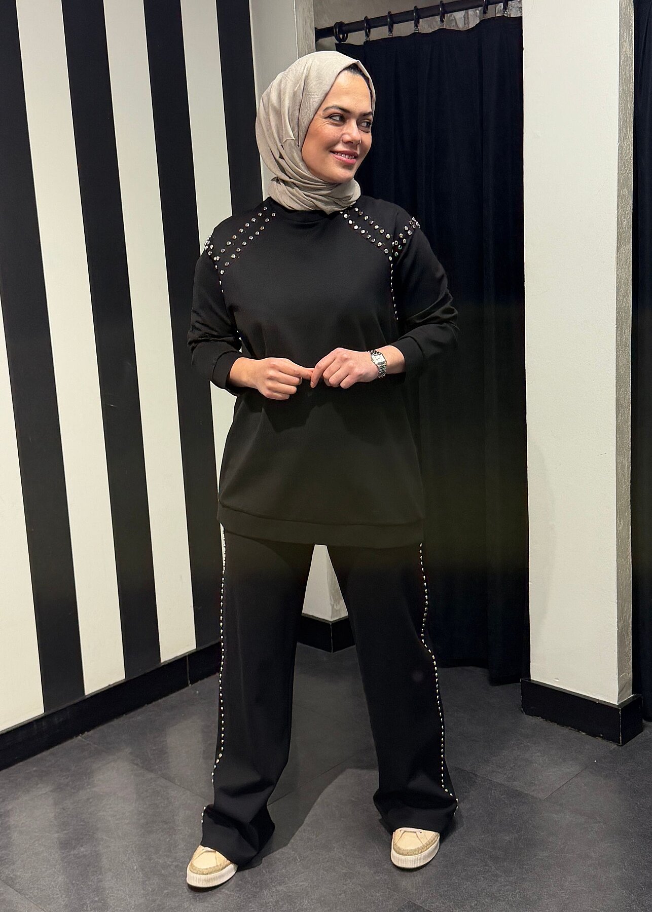 Ceremony Bluzu Ve Pantolonu Çakma Detaylı Luna Takım SİYAH - 5