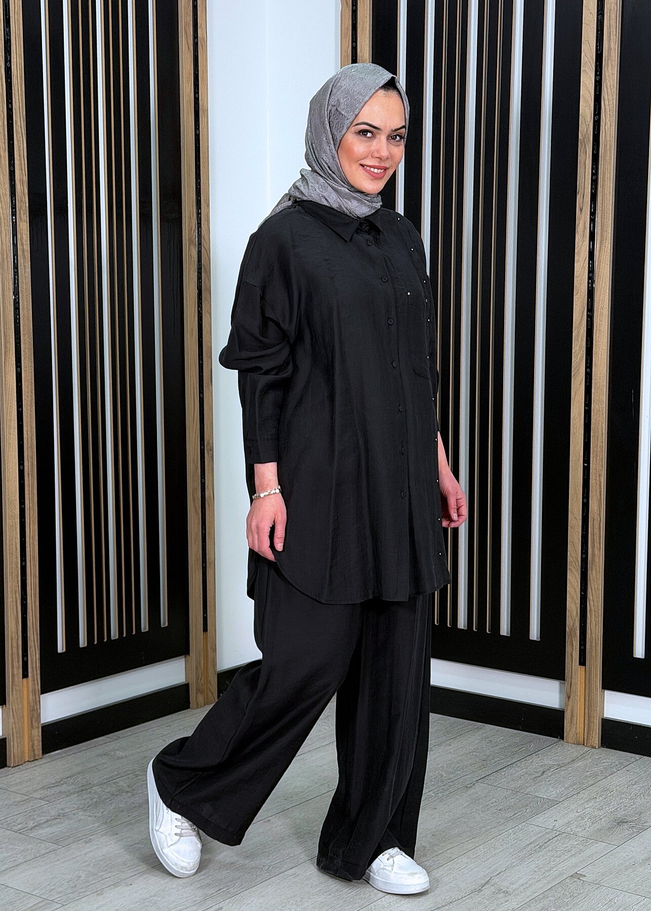 Ceremony Çapraz Cep Detaylı Pantolonlu Safari Takım SİYAH - 3