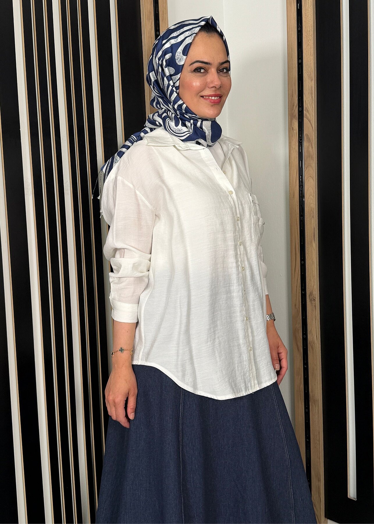 Ceremony Cebi İşleme Detaylı Önden Tahta Düğmeli Gömlek EKRU - 3