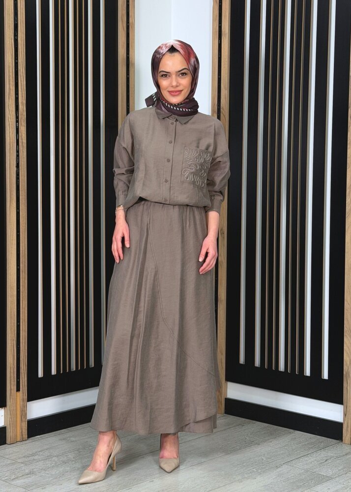 Ceremony Cebi ve Eteği Lase İşlemeli Tencel Etekli Takım VİZON - 3