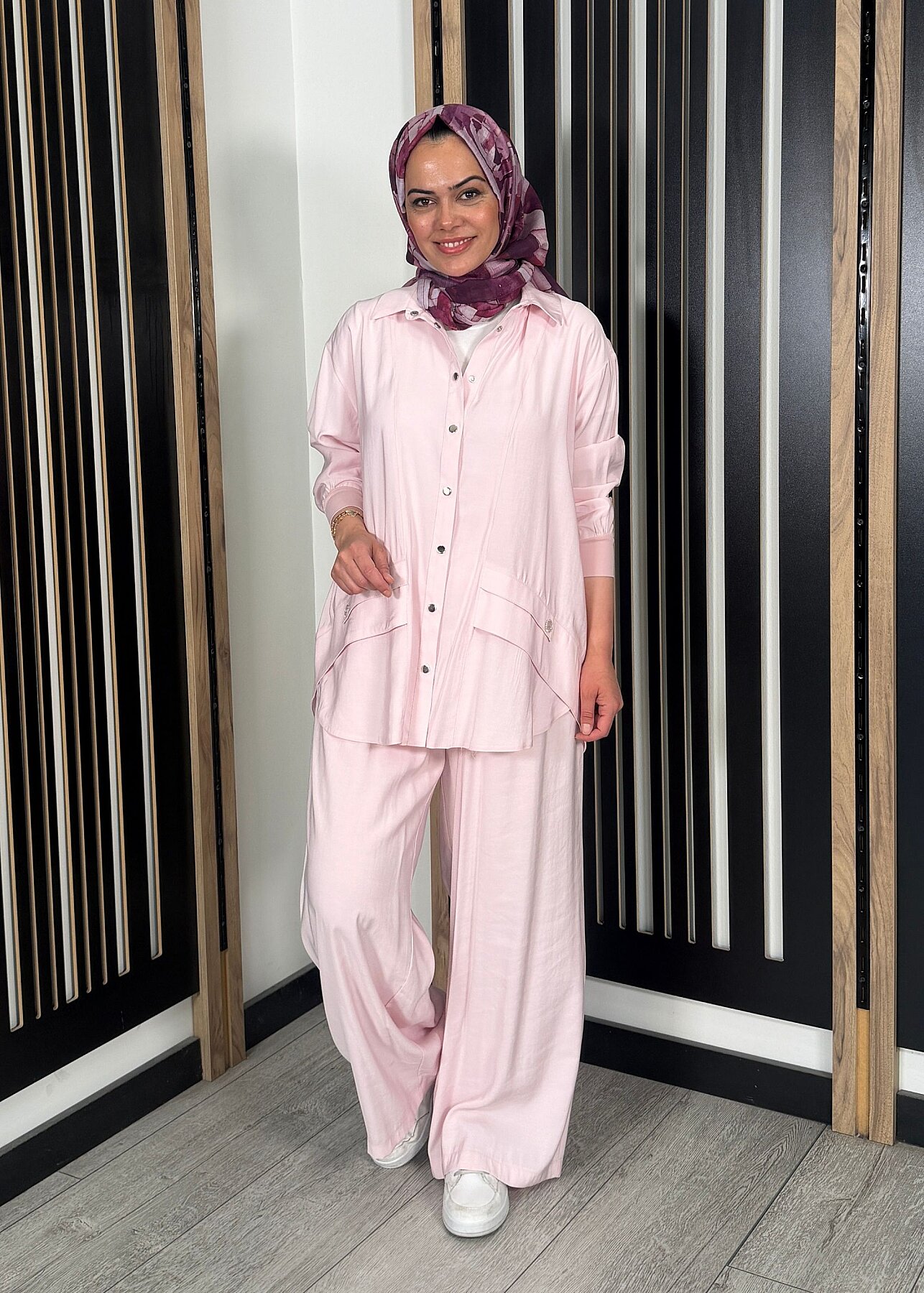Ceremony Cep Kapakları Taş İşlemeli Modal Pantolonlu Takım PEMBE - 2