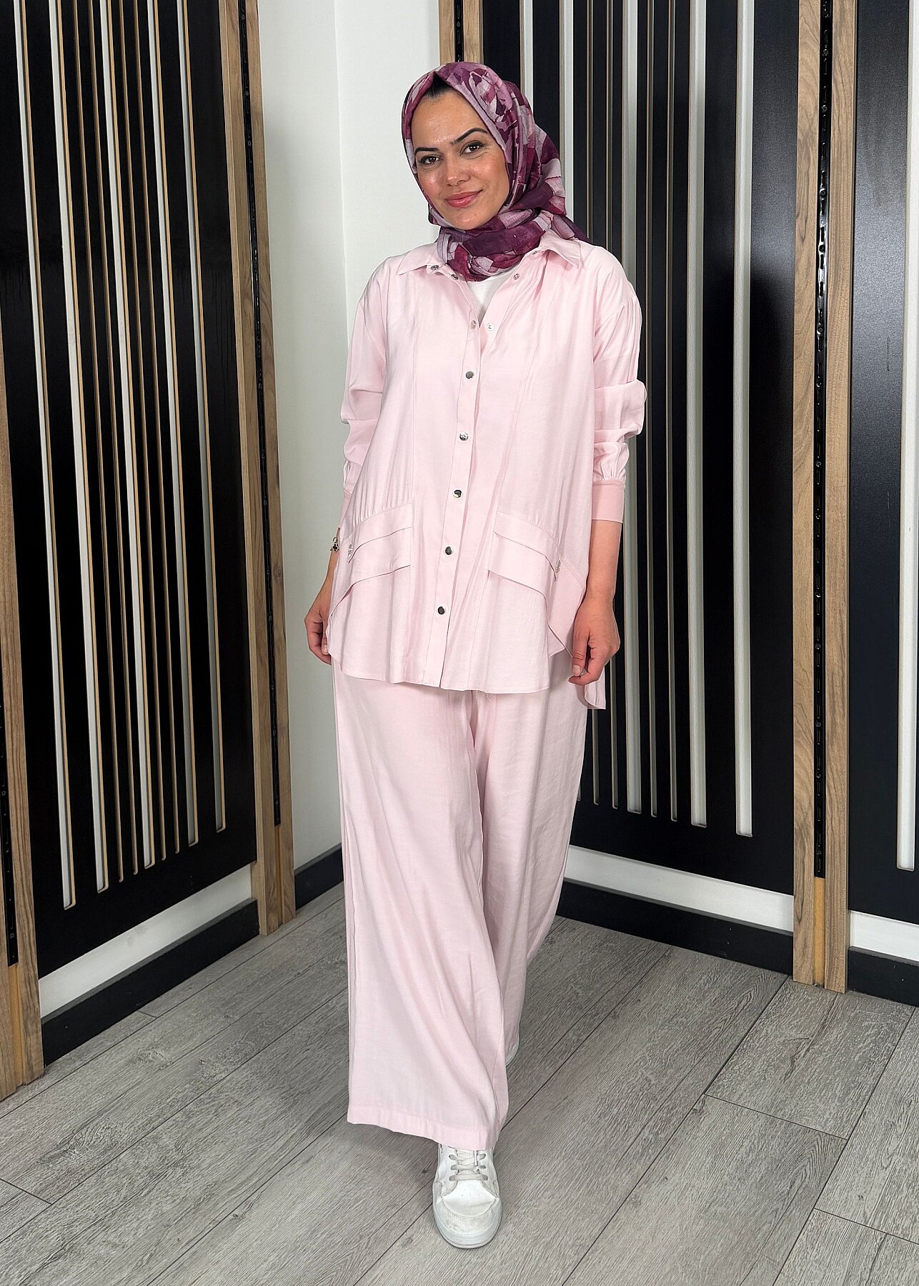 Ceremony Cep Kapakları Taş İşlemeli Modal Pantolonlu Takım PEMBE - 3