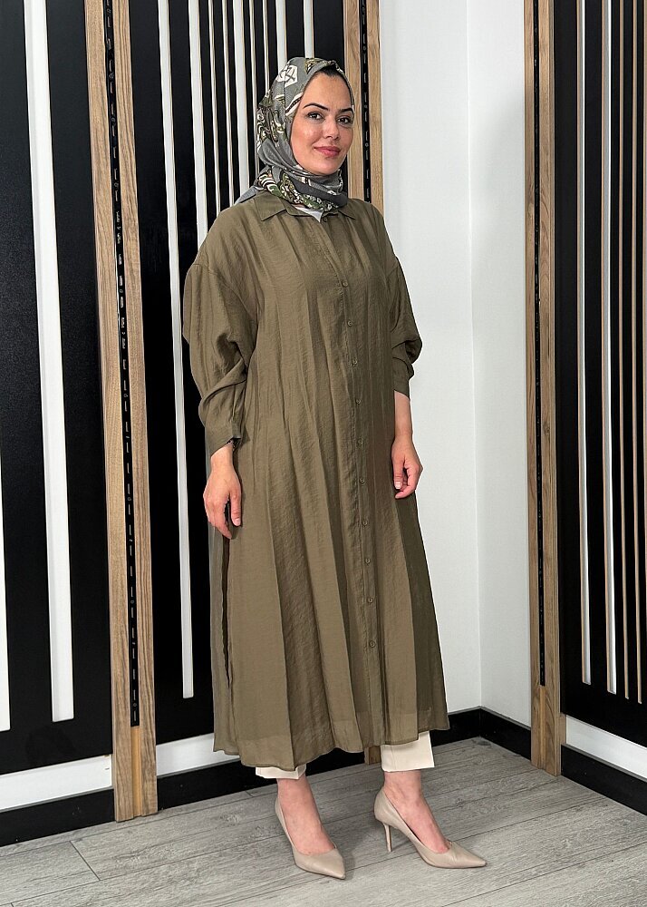 Ceremony Cift Katlı Kuşaklı Nil Tunik HAKİ - 2