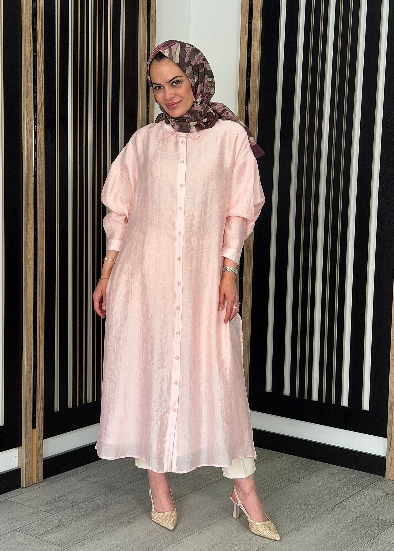 Ceremony Cift Katlı Kuşaklı Nil Tunik PEMBE - 1
