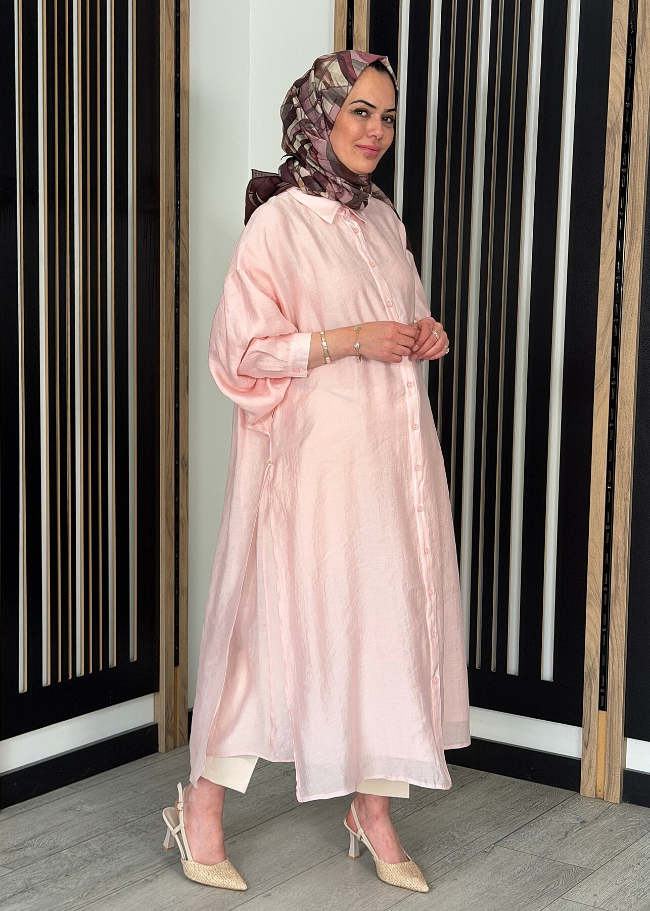 Ceremony Cift Katlı Kuşaklı Nil Tunik PEMBE - 2