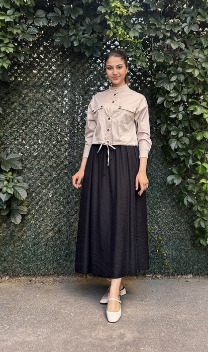 Ceremony Çıtçıtlı Kısa Poplin Ceket BEJ - 1