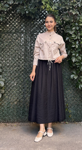 Ceremony Çıtçıtlı Kısa Poplin Ceket BEJ - 2