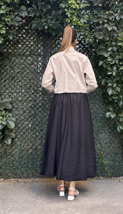 Ceremony Çıtçıtlı Kısa Poplin Ceket BEJ - 3