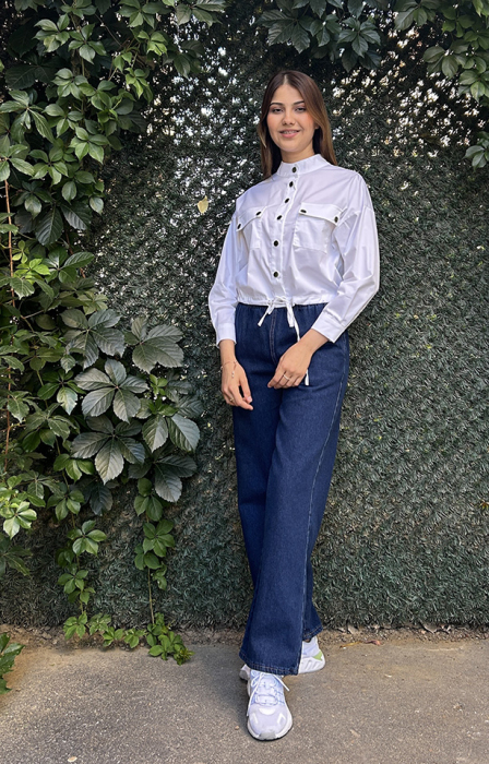 Ceremony Çıtçıtlı Kısa Poplin Ceket EKRU - 3