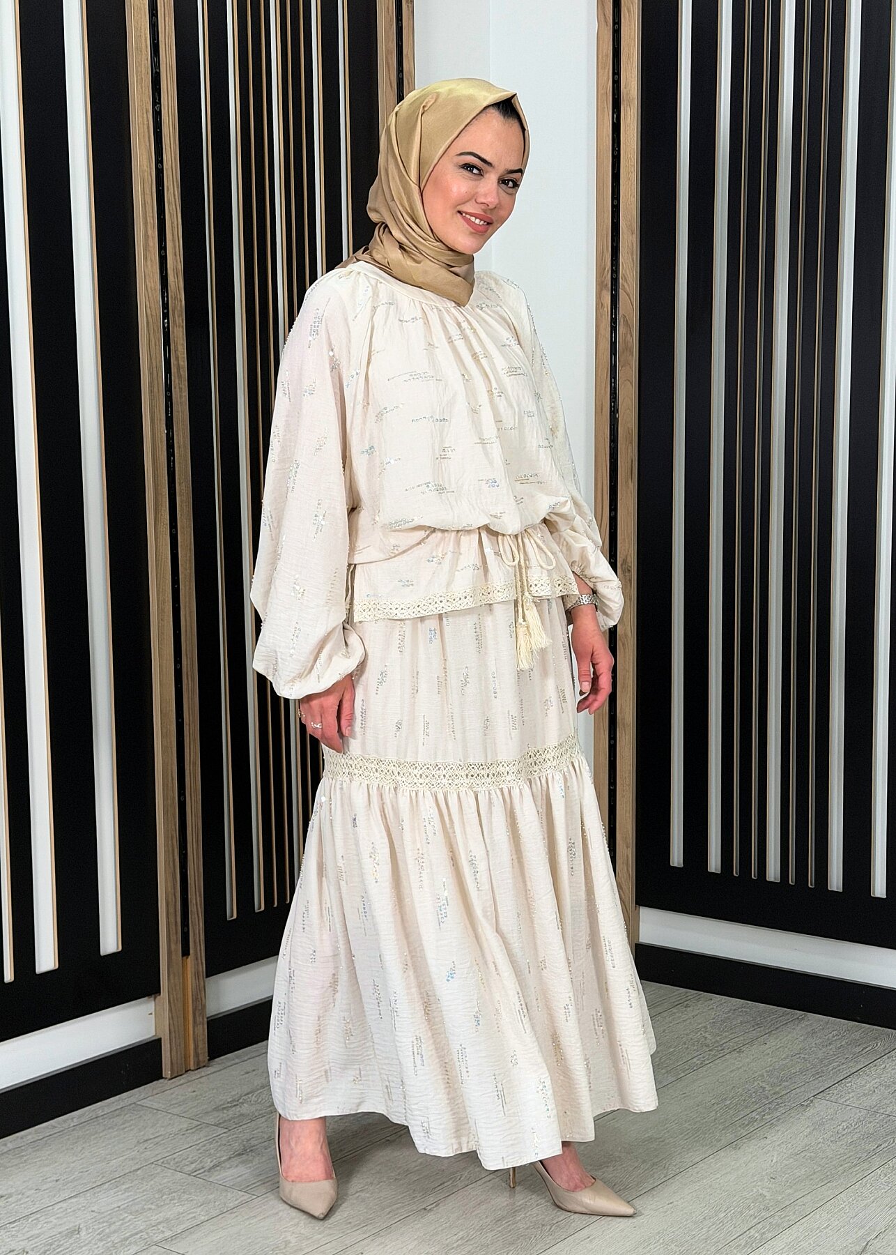 Ceremony Dantel Detaylı Pullu Payet Etekli Takım ORJİNAL - 2