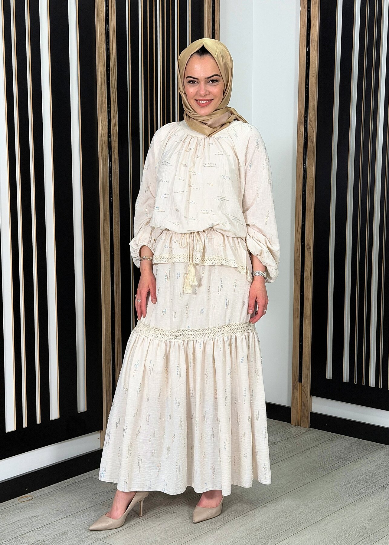 Ceremony Dantel Detaylı Pullu Payet Etekli Takım ORJİNAL - 3