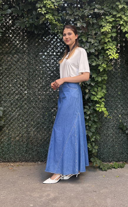 Ceremony Denim Önden Fermuarlı Etek ORJİNAL - 3