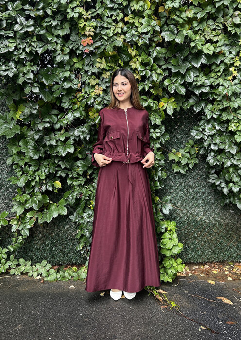 Ceremony Eteği Toka Detaylı Kısa Ceketli Takım BORDO - 2